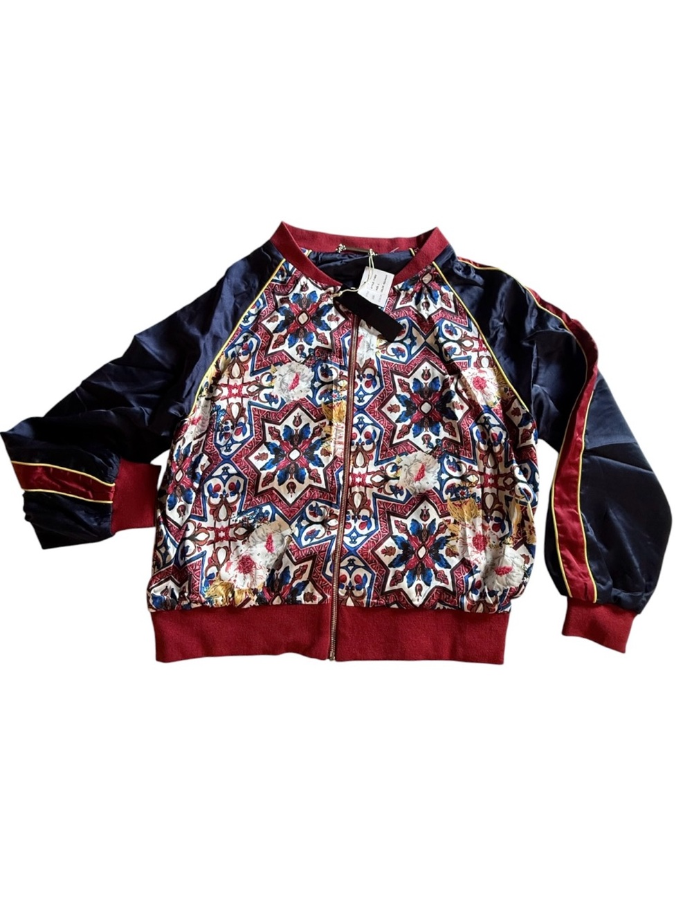 Dolce Cabo Reversible Satin Bomber Jacket NWT - Picture 2 of 7